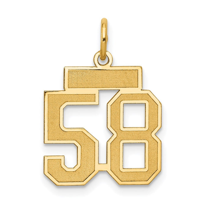 Million Charms 14K Yellow Gold Themed Small Satin Number 58 Charm