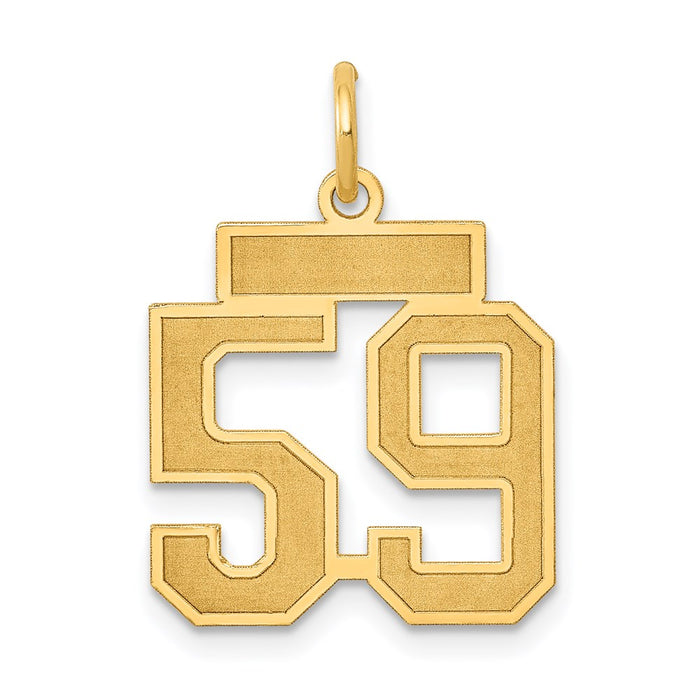 Million Charms 14K Yellow Gold Themed Small Satin Number 59 Charm