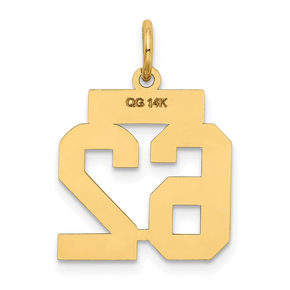 Million Charms 14K Yellow Gold Themed Small Satin Number 62 Charm