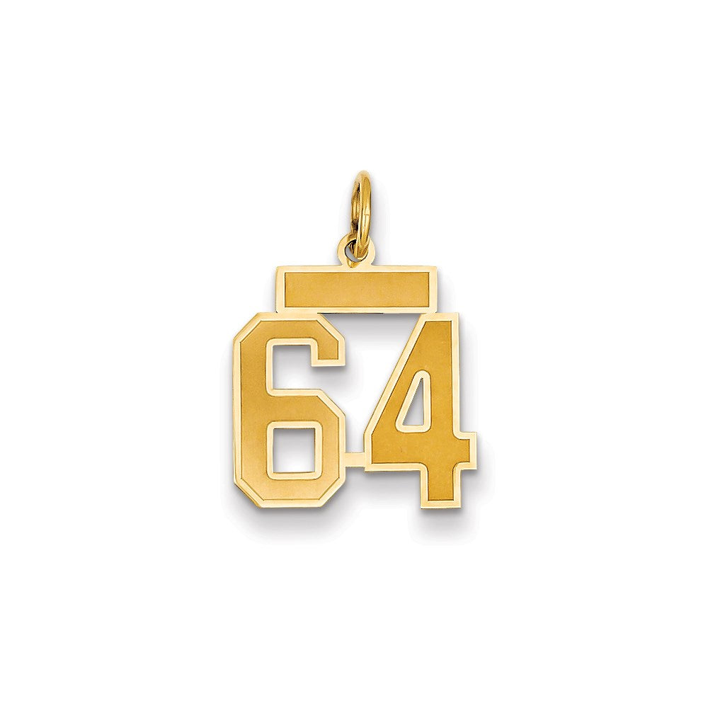 Million Charms 14K Yellow Gold Themed Small Satin Number 64 Charm