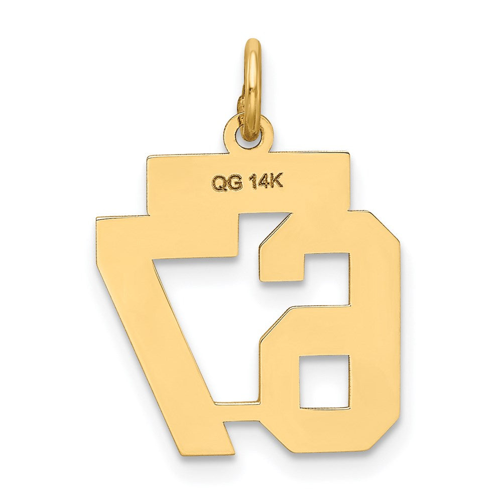 Million Charms 14K Yellow Gold Themed Small Satin Number 67 Charm