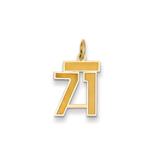 Million Charms 14K Yellow Gold Themed Small Satin Number 71 Charm