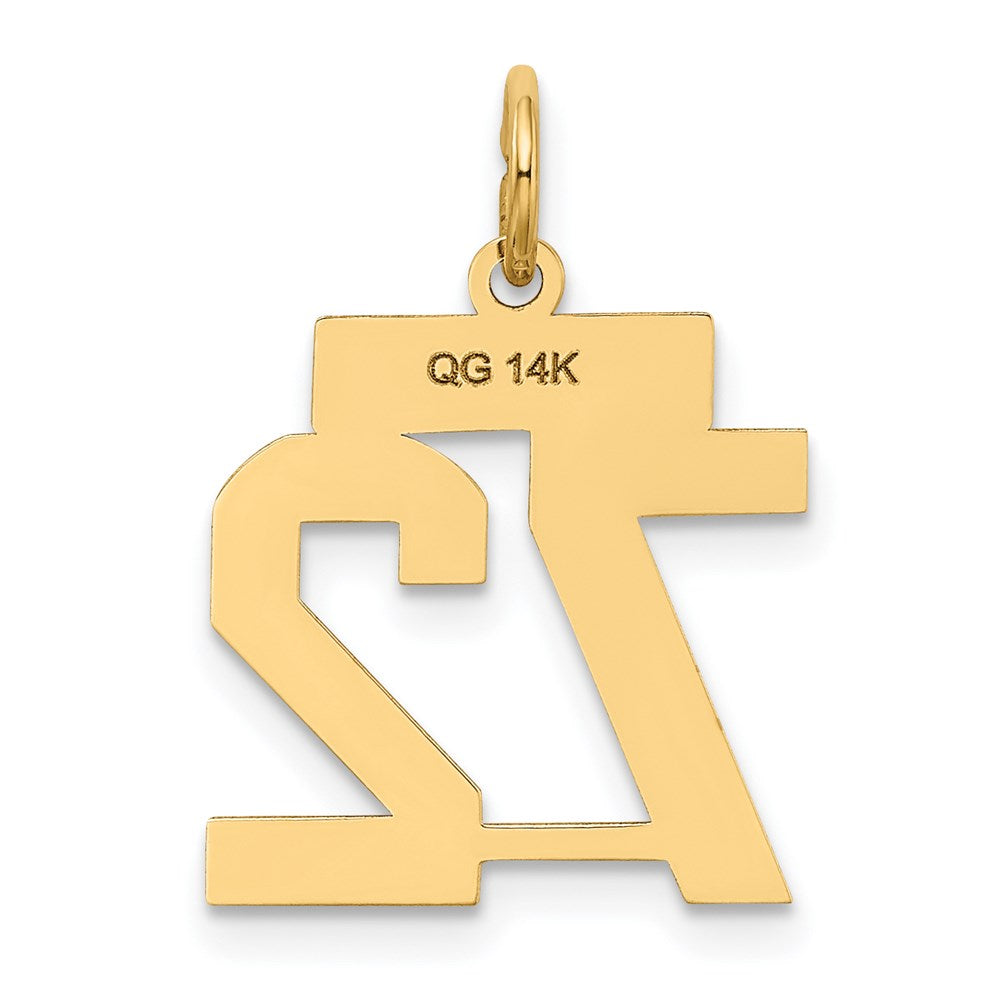 Million Charms 14K Yellow Gold Themed Small Satin Number 72 Charm