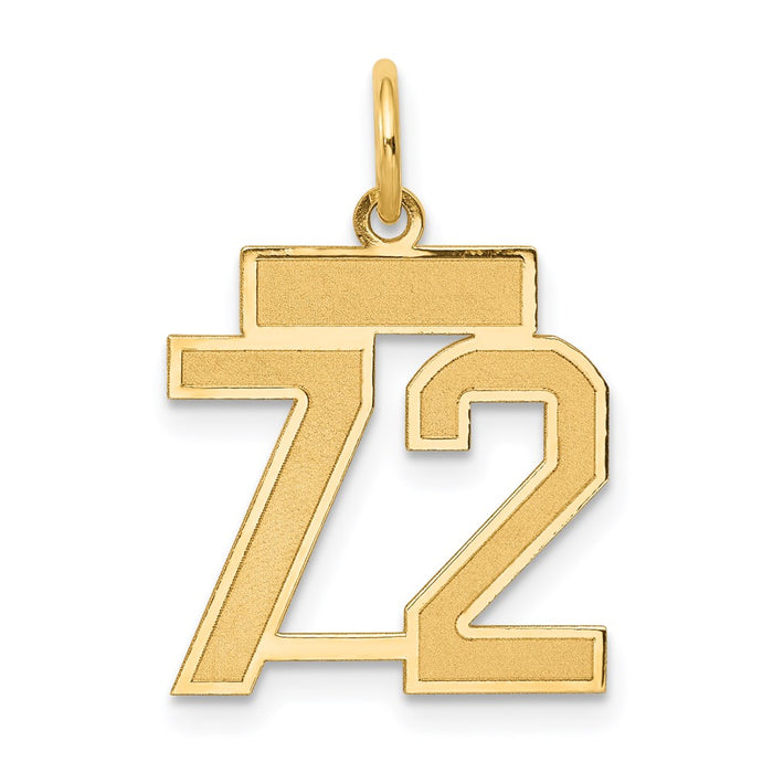 Million Charms 14K Yellow Gold Themed Small Satin Number 72 Charm