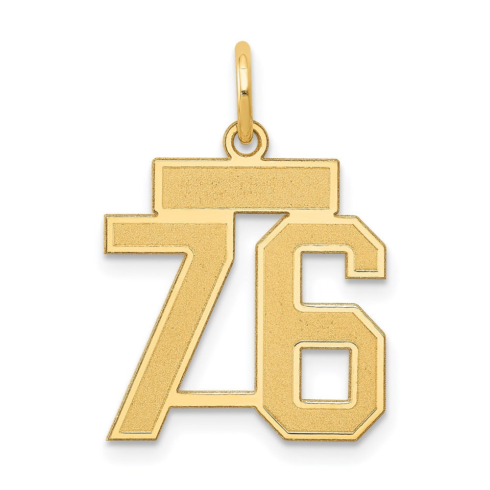 Million Charms 14K Yellow Gold Themed Small Satin Number 76 Charm