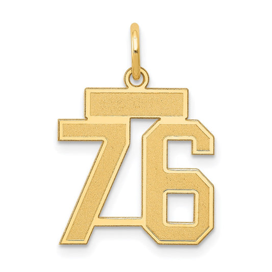 Million Charms 14K Yellow Gold Themed Small Satin Number 76 Charm
