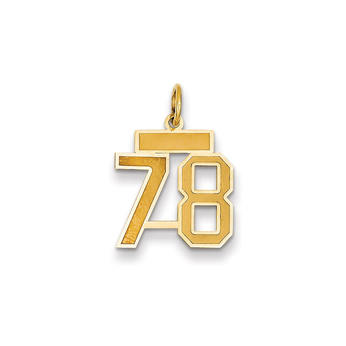 Million Charms 14K Yellow Gold Themed Small Satin Number 78 Charm