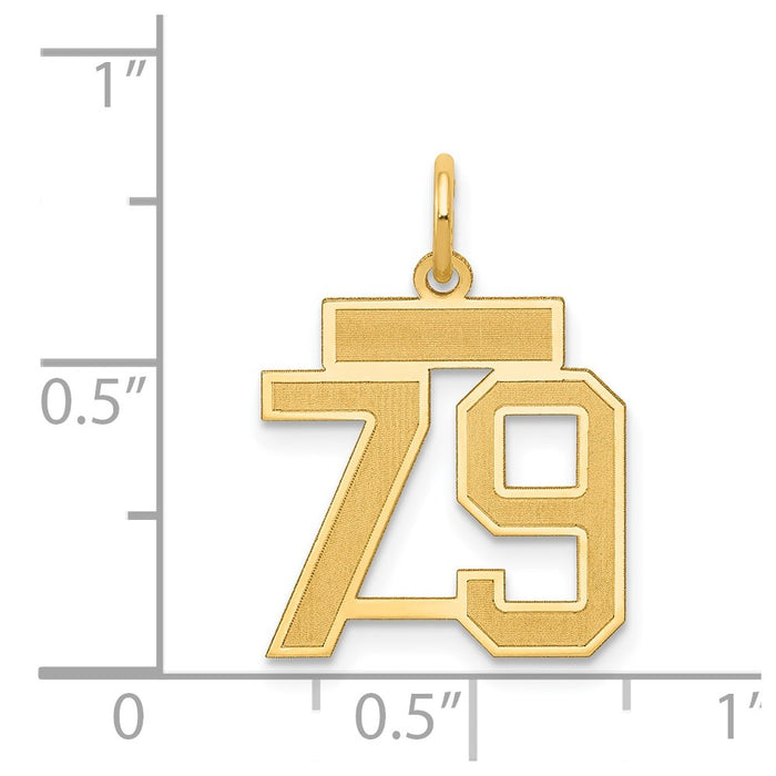 Million Charms 14K Yellow Gold Themed Small Satin Number 79 Charm