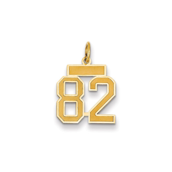 Million Charms 14K Yellow Gold Themed Small Satin Number 82 Charm