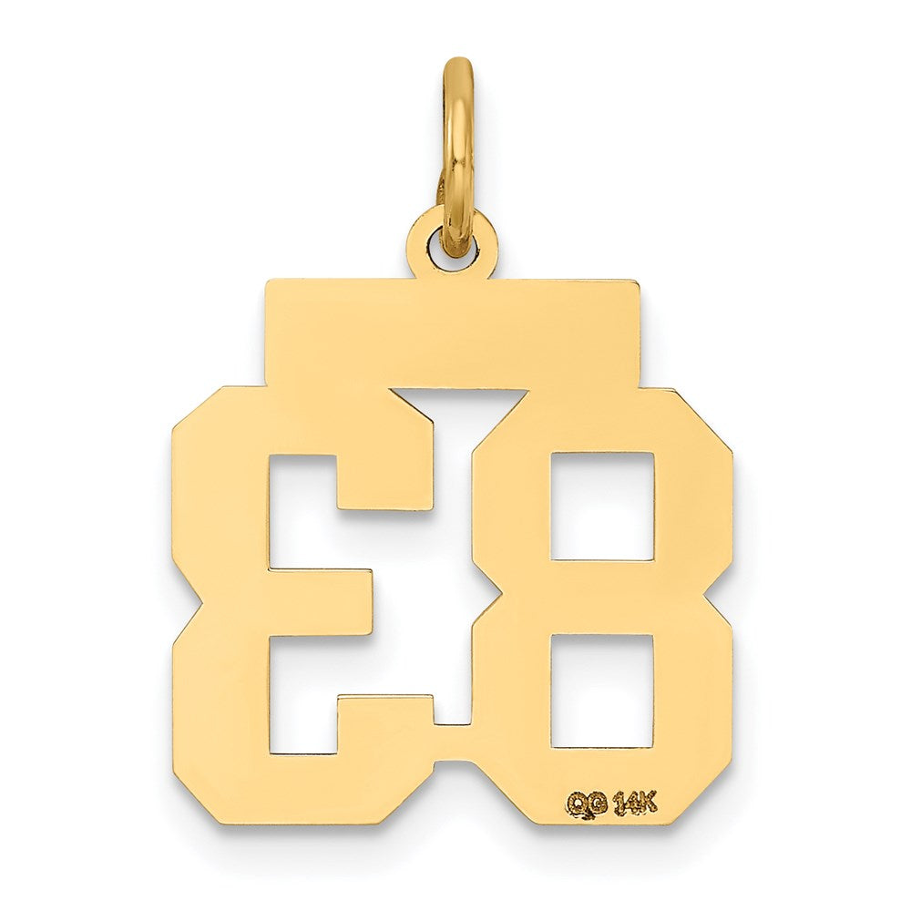 Million Charms 14K Yellow Gold Themed Small Satin Number 83 Charm