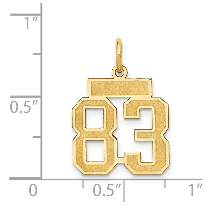 Million Charms 14K Yellow Gold Themed Small Satin Number 83 Charm