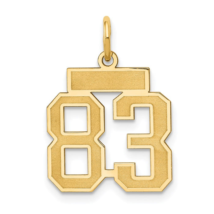 Million Charms 14K Yellow Gold Themed Small Satin Number 83 Charm