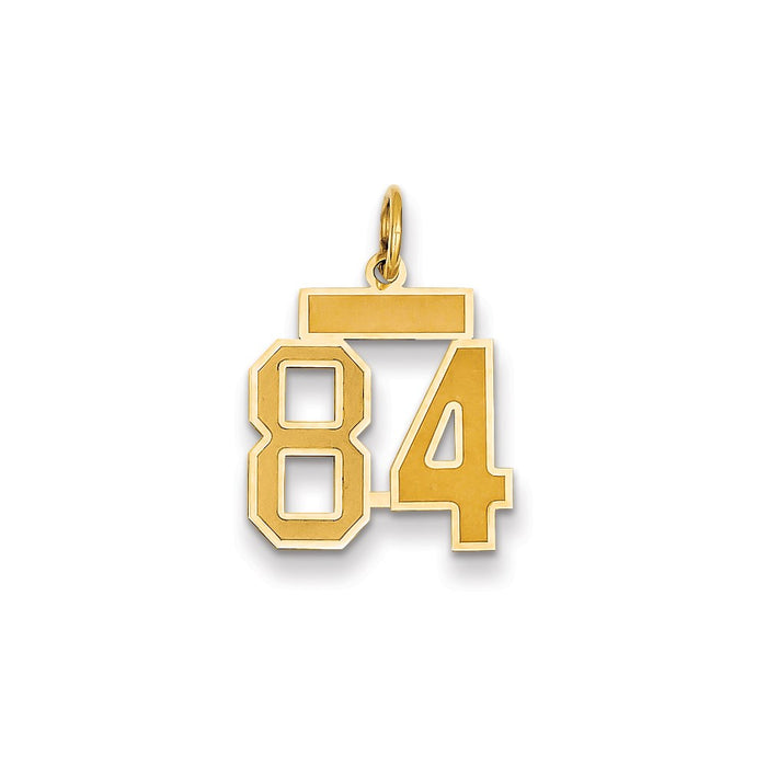 Million Charms 14K Yellow Gold Themed Small Satin Number 84 Charm