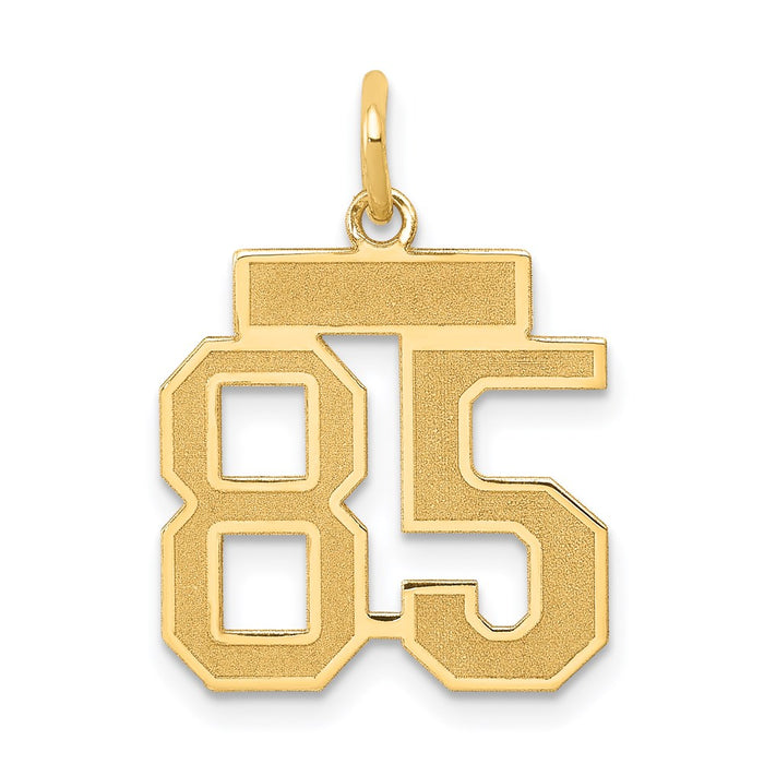 Million Charms 14K Yellow Gold Themed Small Satin Number 85 Charm