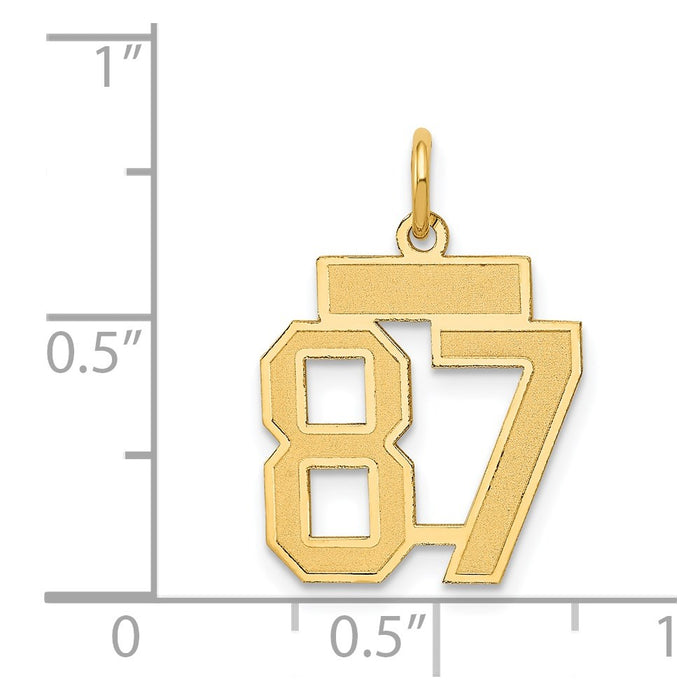 Million Charms 14K Yellow Gold Themed Small Satin Number 87 Charm