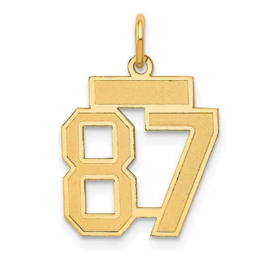Million Charms 14K Yellow Gold Themed Small Satin Number 87 Charm