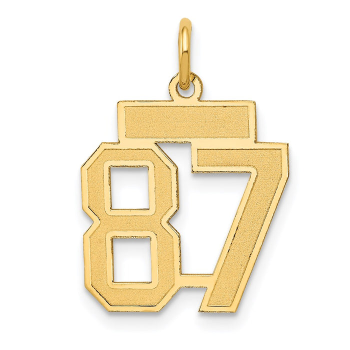 Million Charms 14K Yellow Gold Themed Small Satin Number 87 Charm