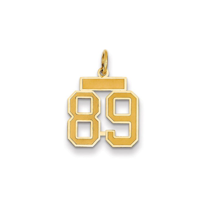 Million Charms 14K Yellow Gold Themed Small Satin Number 89 Charm