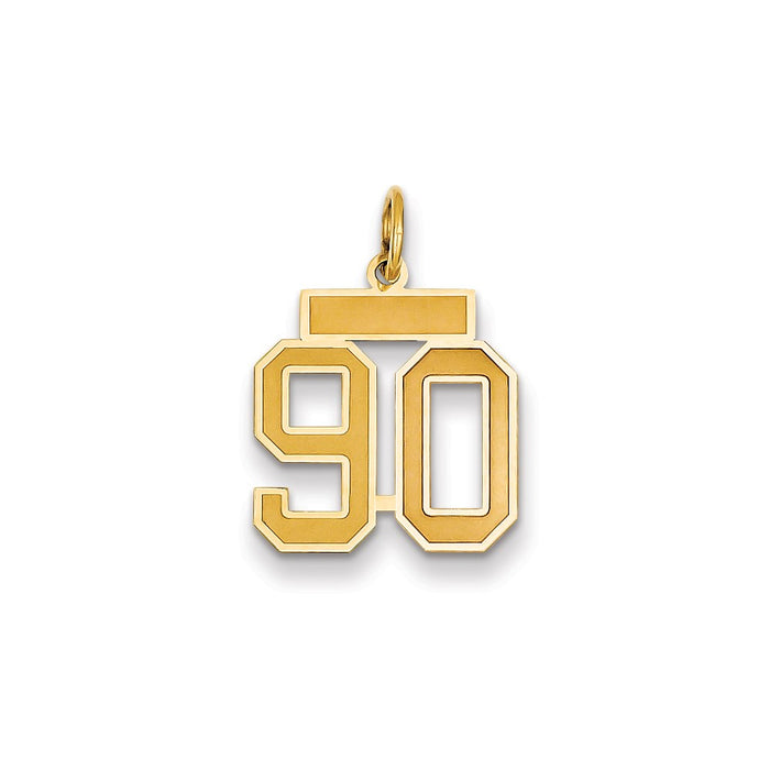 Million Charms 14K Yellow Gold Themed Small Satin Number 90 Charm