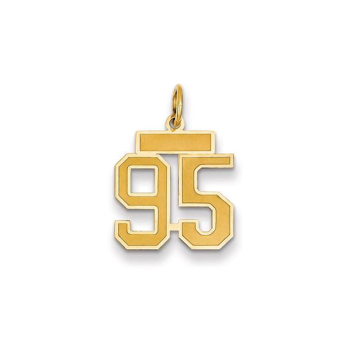 Million Charms 14K Yellow Gold Themed Small Satin Number 95 Charm