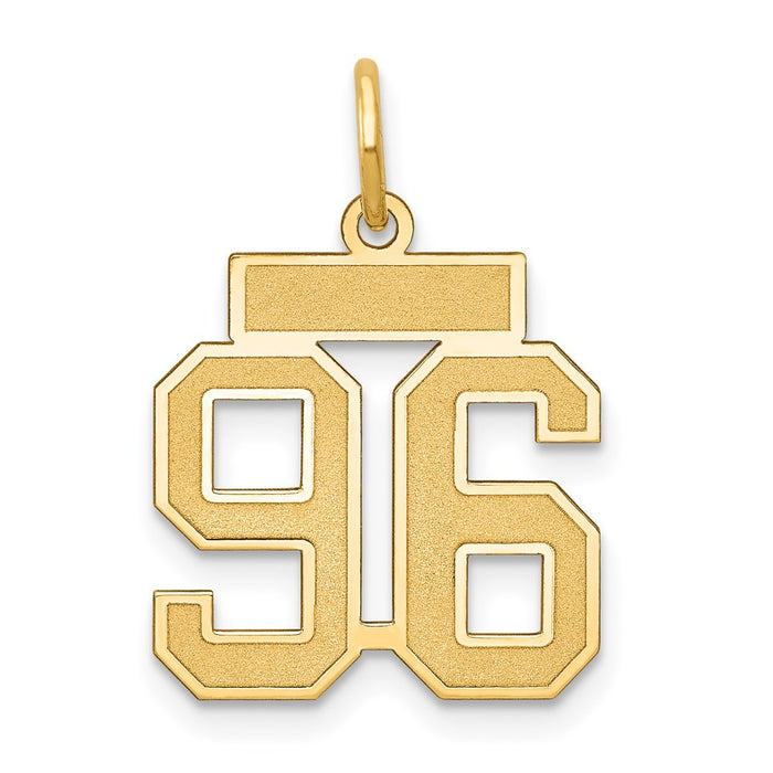 Million Charms 14K Yellow Gold Themed Small Satin Number 96 Charm