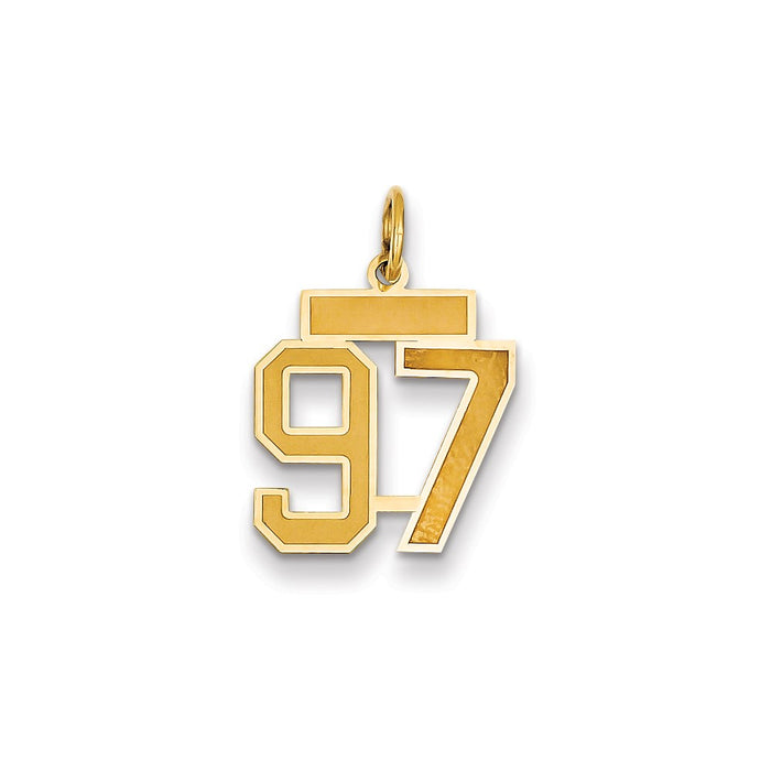 Million Charms 14K Yellow Gold Themed Small Satin Number 97 Charm