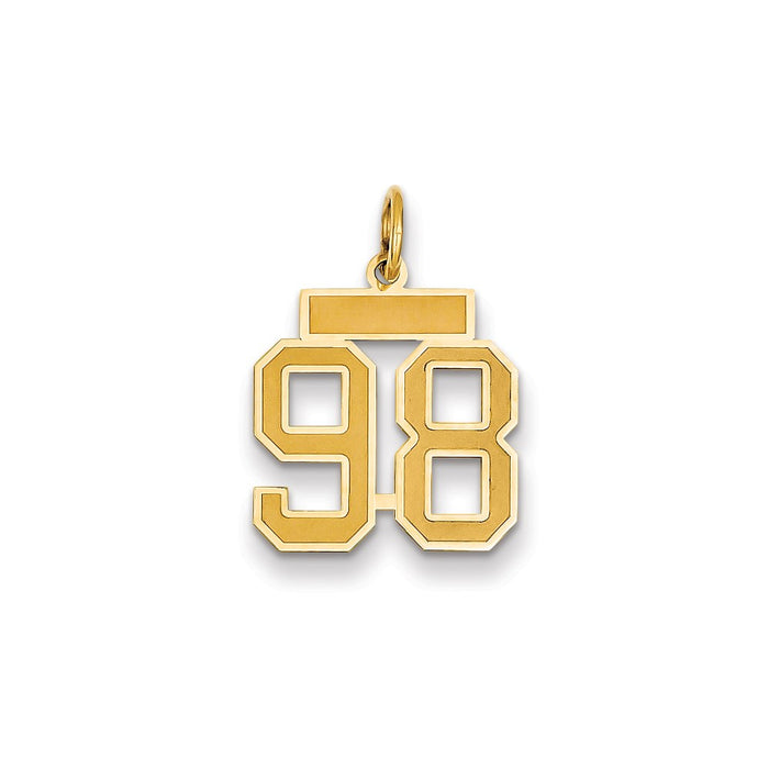 Million Charms 14K Yellow Gold Themed Small Satin Number 98 Charm