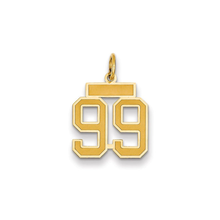 Million Charms 14K Yellow Gold Themed Small Satin Number 99 Charm