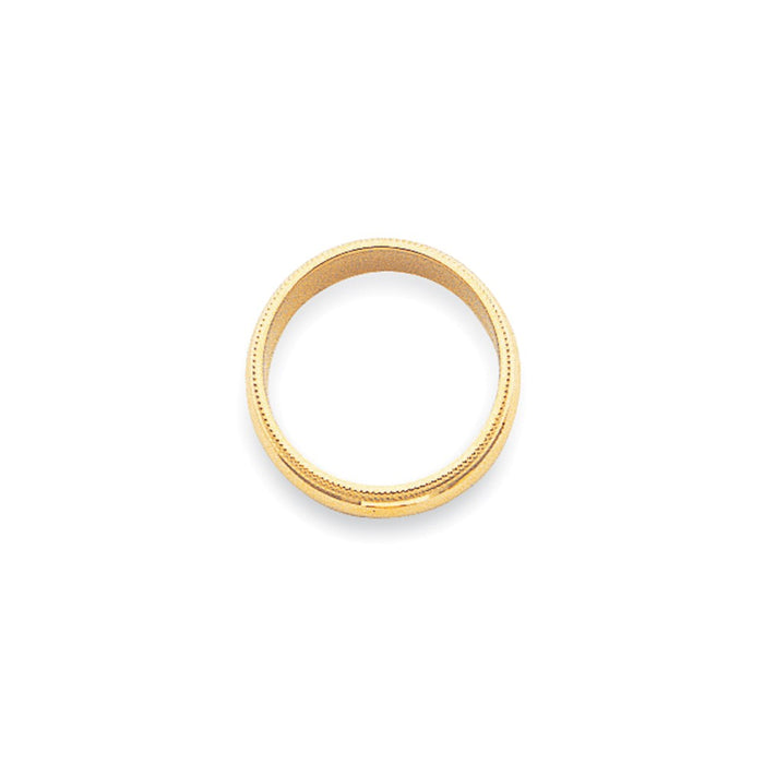 14k Yellow Gold 3mm Milgrain Half-Round Wedding Band, Size: 10