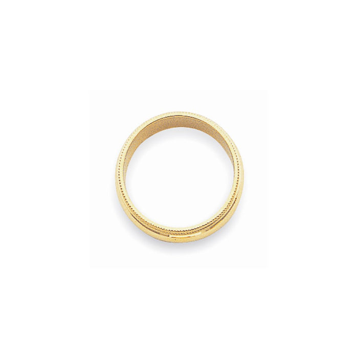 14k Yellow Gold 3mm Milgrain Half-Round Wedding Band, Size: 9