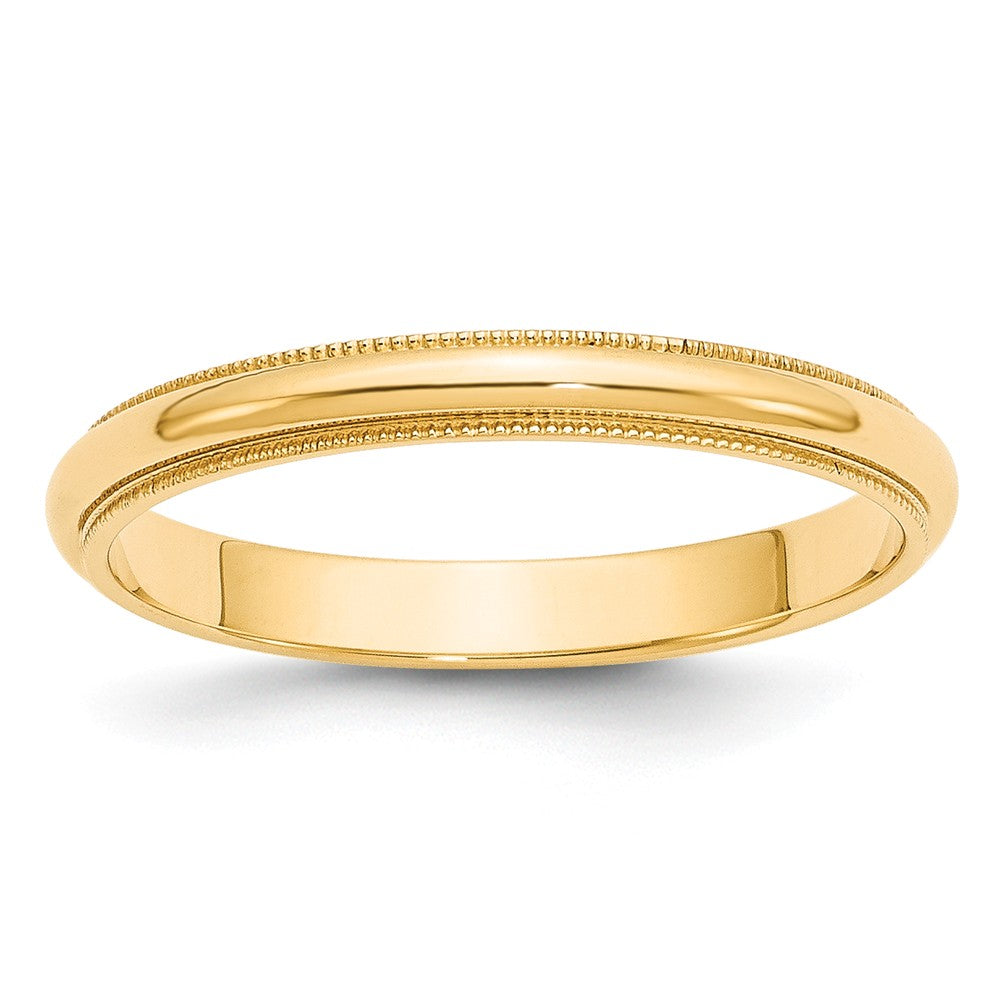 14k Yellow Gold 3mm Milgrain Half-Round Wedding Band, Size: 6