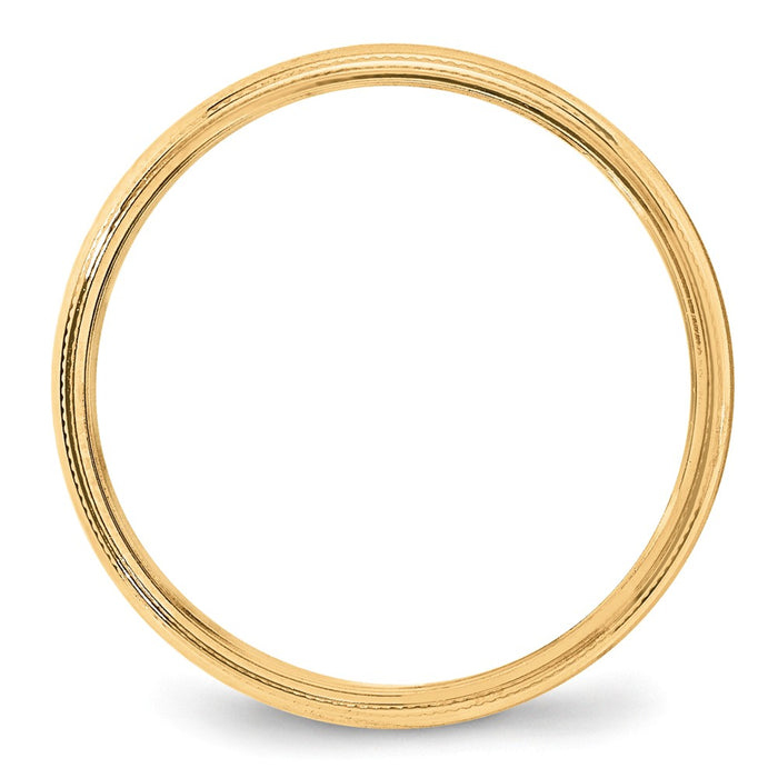 14k Yellow Gold 4mm Milgrain Half-Round Wedding Band, Size: 5
