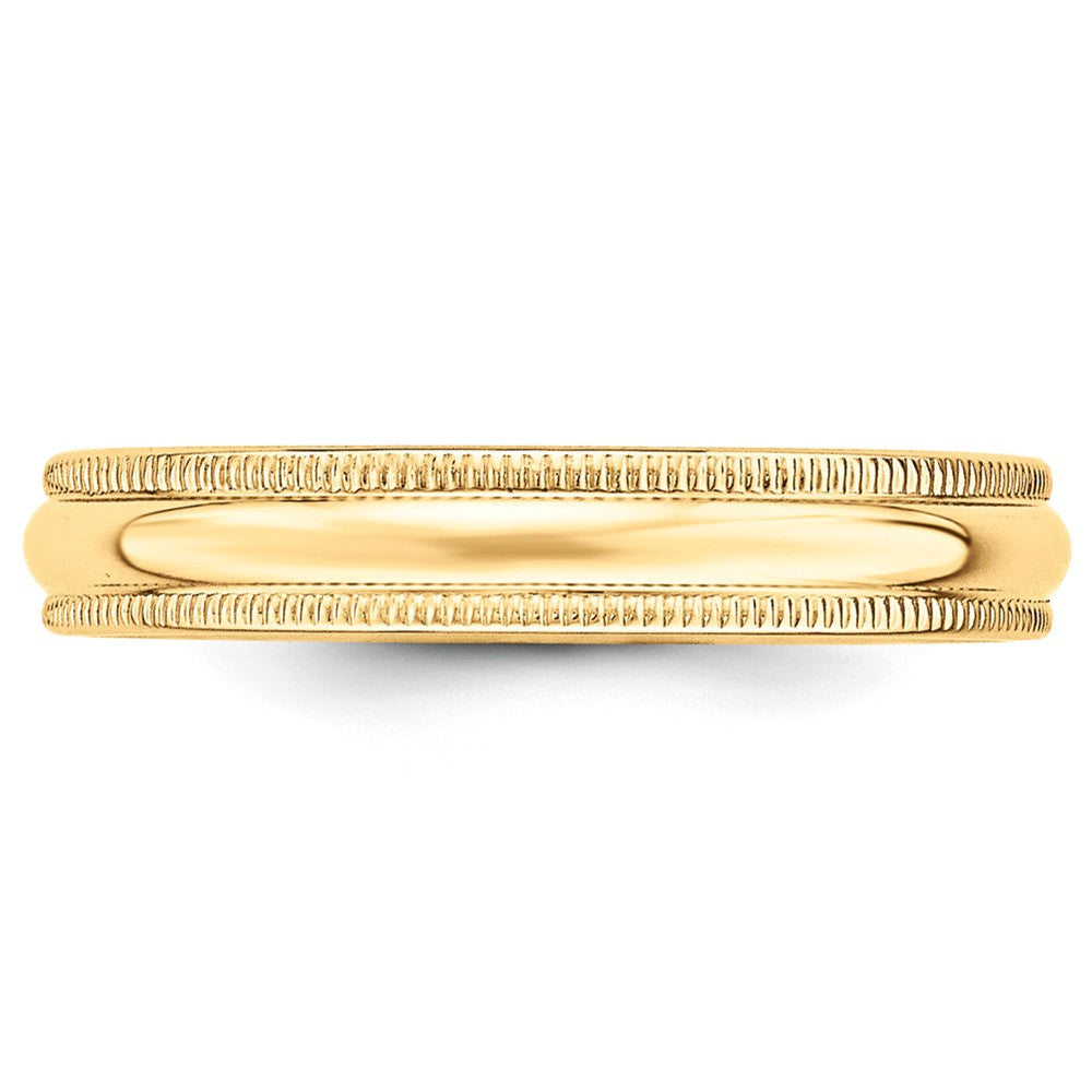 14k Yellow Gold 4mm Milgrain Half-Round Wedding Band, Size: 6