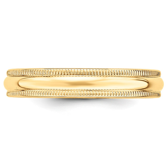 14k Yellow Gold 4mm Milgrain Half-Round Wedding Band, Size: 5