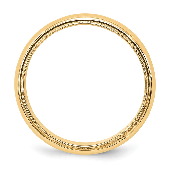 14k Yellow Gold 5mm Milgrain Half-Round Wedding Band, Size: 7