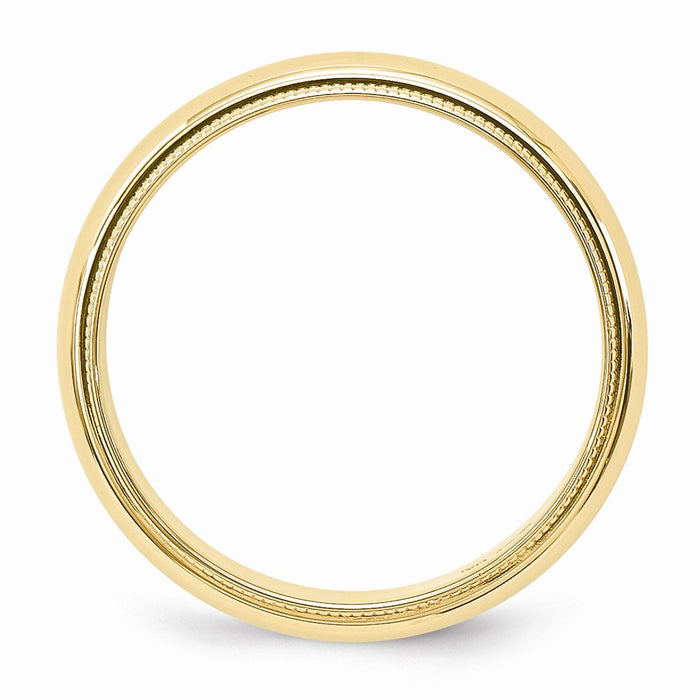 14k Yellow Gold 5mm Milgrain Half-Round Wedding Band, Size: 4