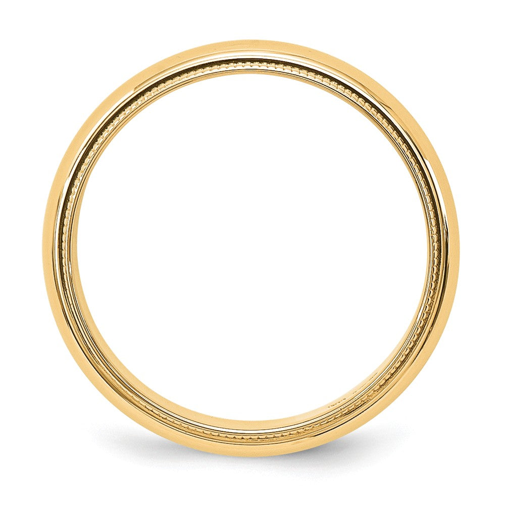 14k Yellow Gold 5mm Milgrain Half-Round Wedding Band, Size: 4.5