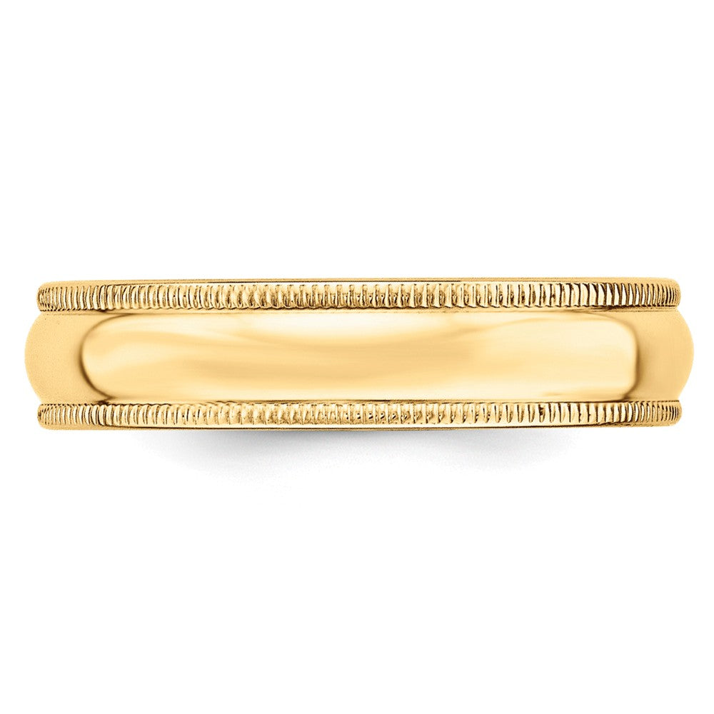 14k Yellow Gold 5mm Milgrain Half Round Wedding Band Size 13
