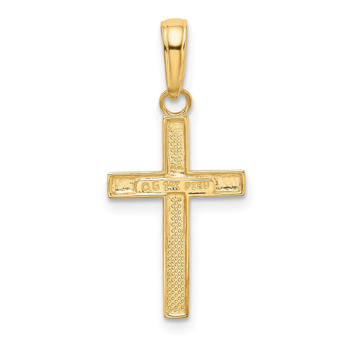 Million Charms 14K Yellow Gold Themed Small Relgious Cross Pendant