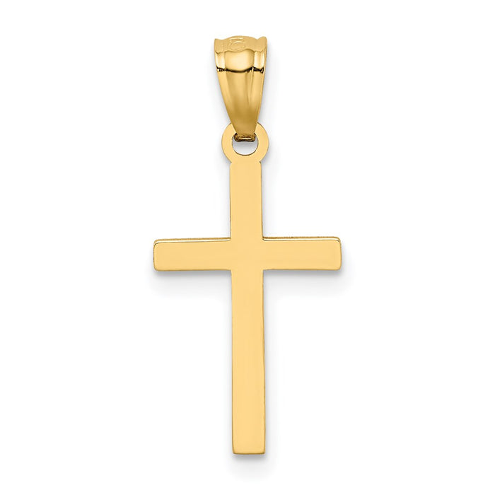 Million Charms 14K Yellow Gold Themed Satin & Diamond-Cut Relgious Cross Pendant