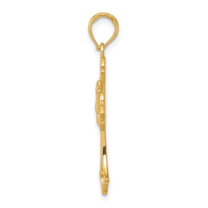 Million Charms 14K Yellow Gold Themed Dove Relgious Cross Pendant