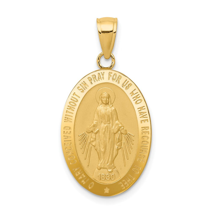 Million Charms 14K Yellow Gold Themed Religious Miraculous Medal Pendant