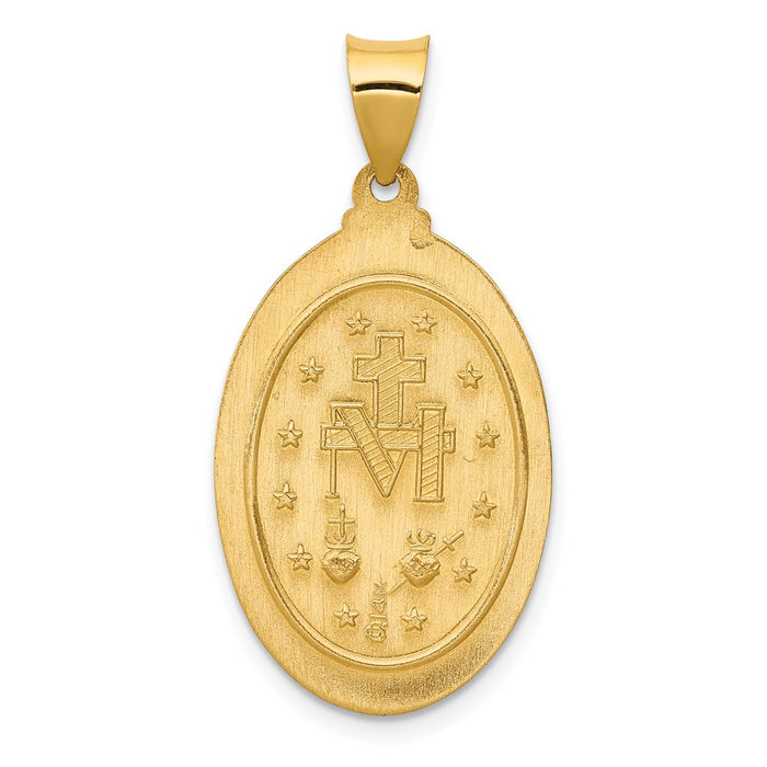 Million Charms 14K Yellow Gold Themed Religious Miraculous Medal Oval Pendant