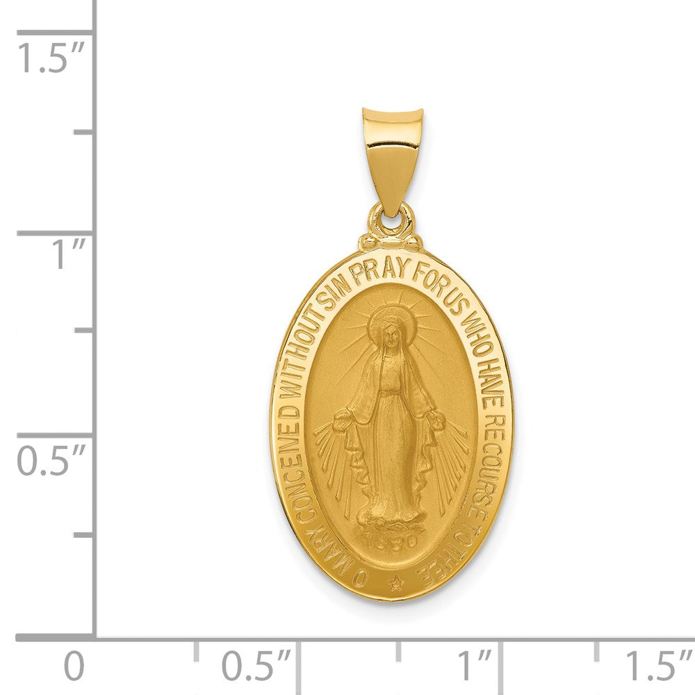Million Charms 14K Yellow Gold Themed Religious Miraculous Medal Oval Pendant