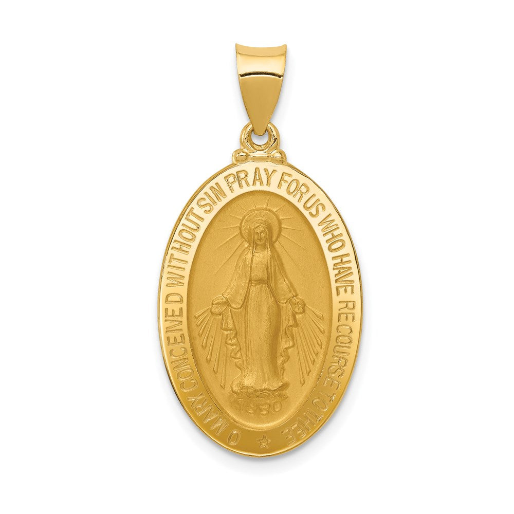 Million Charms 14K Yellow Gold Themed Religious Miraculous Medal Oval Pendant