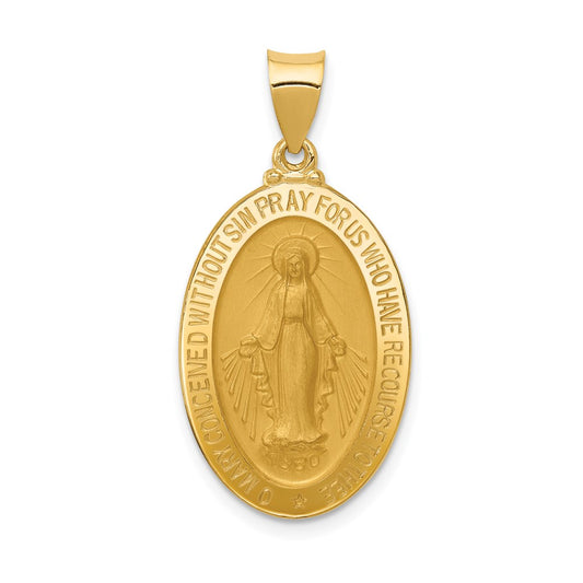 Million Charms 14K Yellow Gold Themed Religious Miraculous Medal Oval Pendant