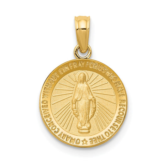 Million Charms 14K Yellow Gold Themed Religious Miraculous Medal Pendant