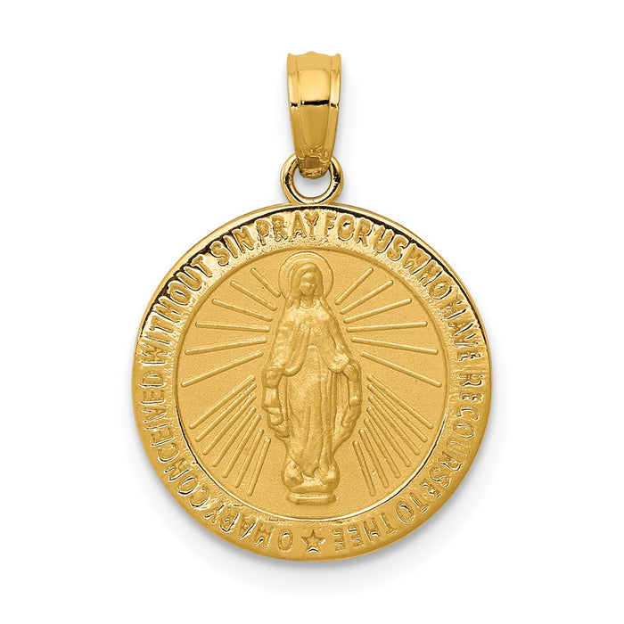 Million Charms 14K Yellow Gold Themed Religious Miraculous Medal Pendant