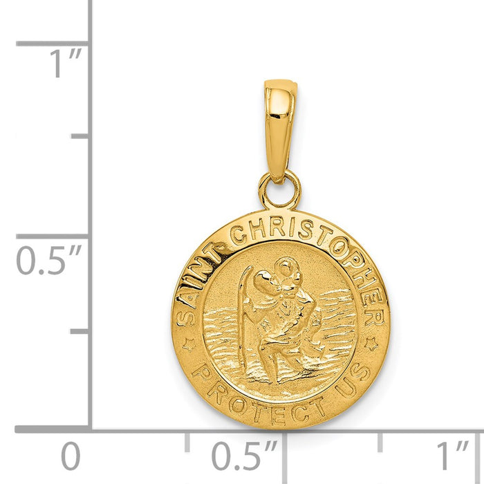 Million Charms 14K Yellow Gold Themed Religious Saint Christopher Medal Charm