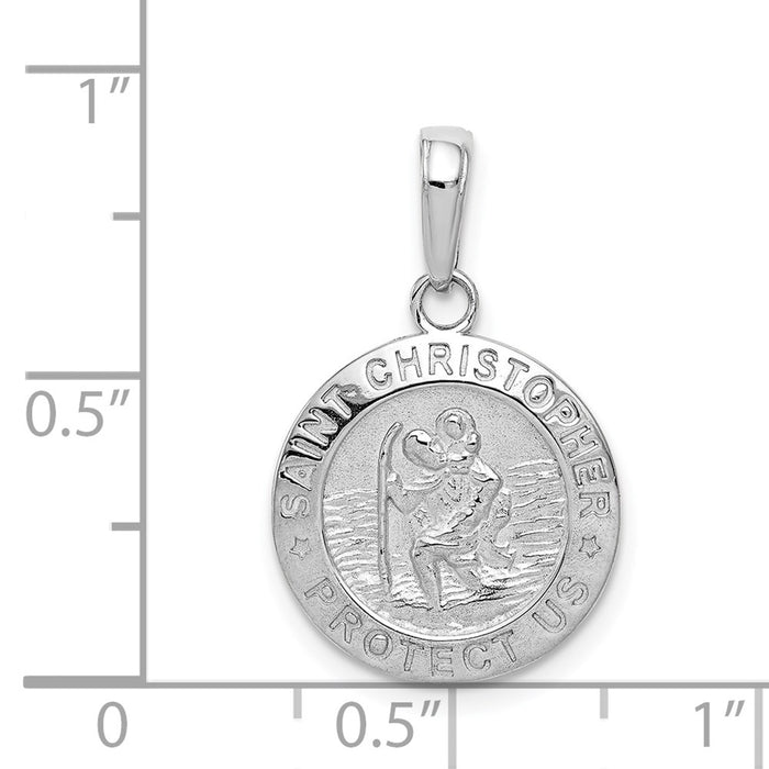 Million Charms 14K White Gold Themed Religious Saint Christopher Medal Charm